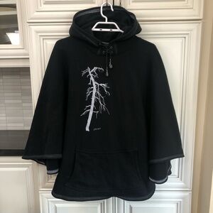 Artisan handmade women’s fleece lined hooded embroidered poncho